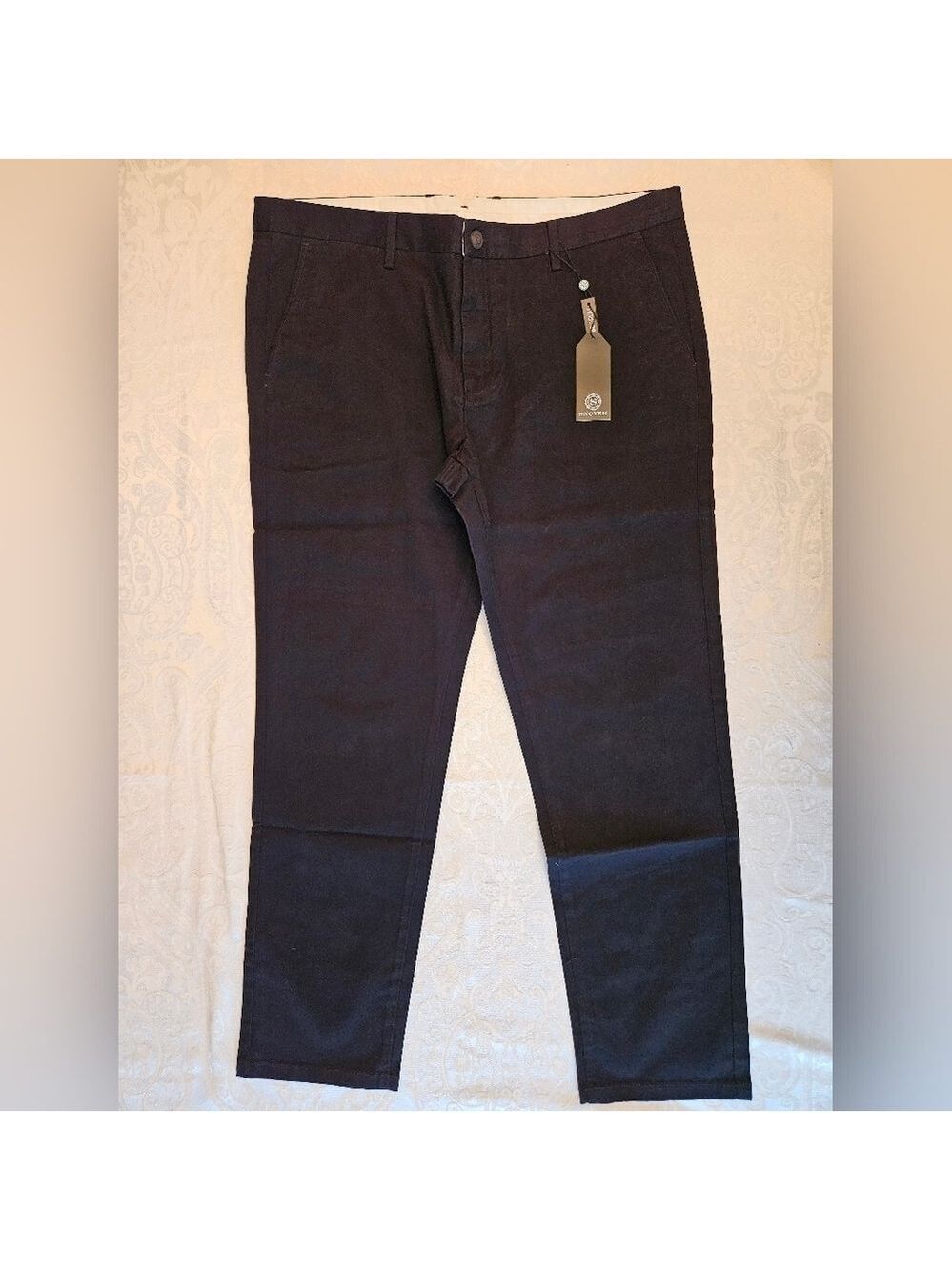 Classic Men's Cotton Black Chino Pants, Size 42, Snover, NWT